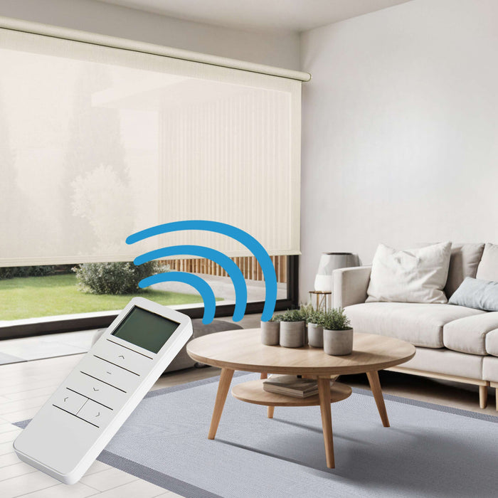 Tende a Rullo Motorizzate Screen Premium con finiture in alluminio Tessuto Tecnico con Motore e Telecomando  Beige 140x250 cm