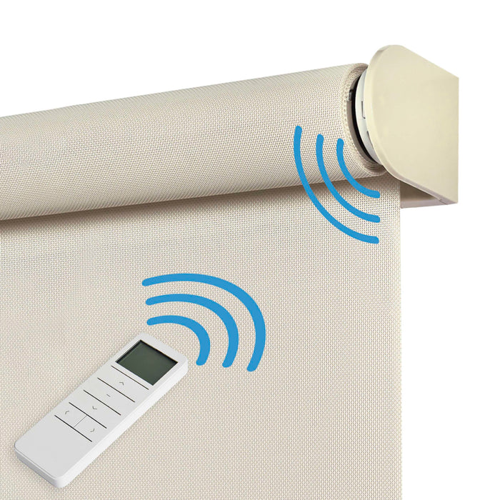 Tende a Rullo Motorizzate Screen Premium con finiture in alluminio Tessuto Tecnico con Motore e Telecomando  Beige 80x250 cm