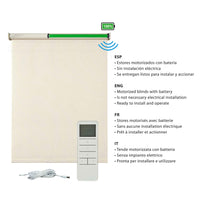 Tende a Rullo Motorizzate Screen Premium con finiture in alluminio Tessuto Tecnico con Motore e Telecomando  Beige 140x180 cm