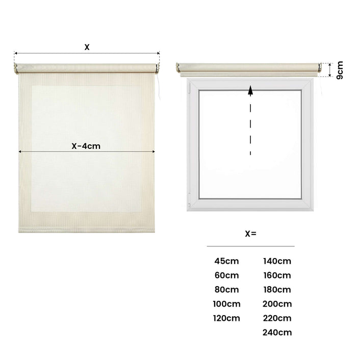 Tende a Rullo Motorizzate Screen Premium con finiture in alluminio Tessuto Tecnico con Motore e Telecomando  Beige 80x180 cm