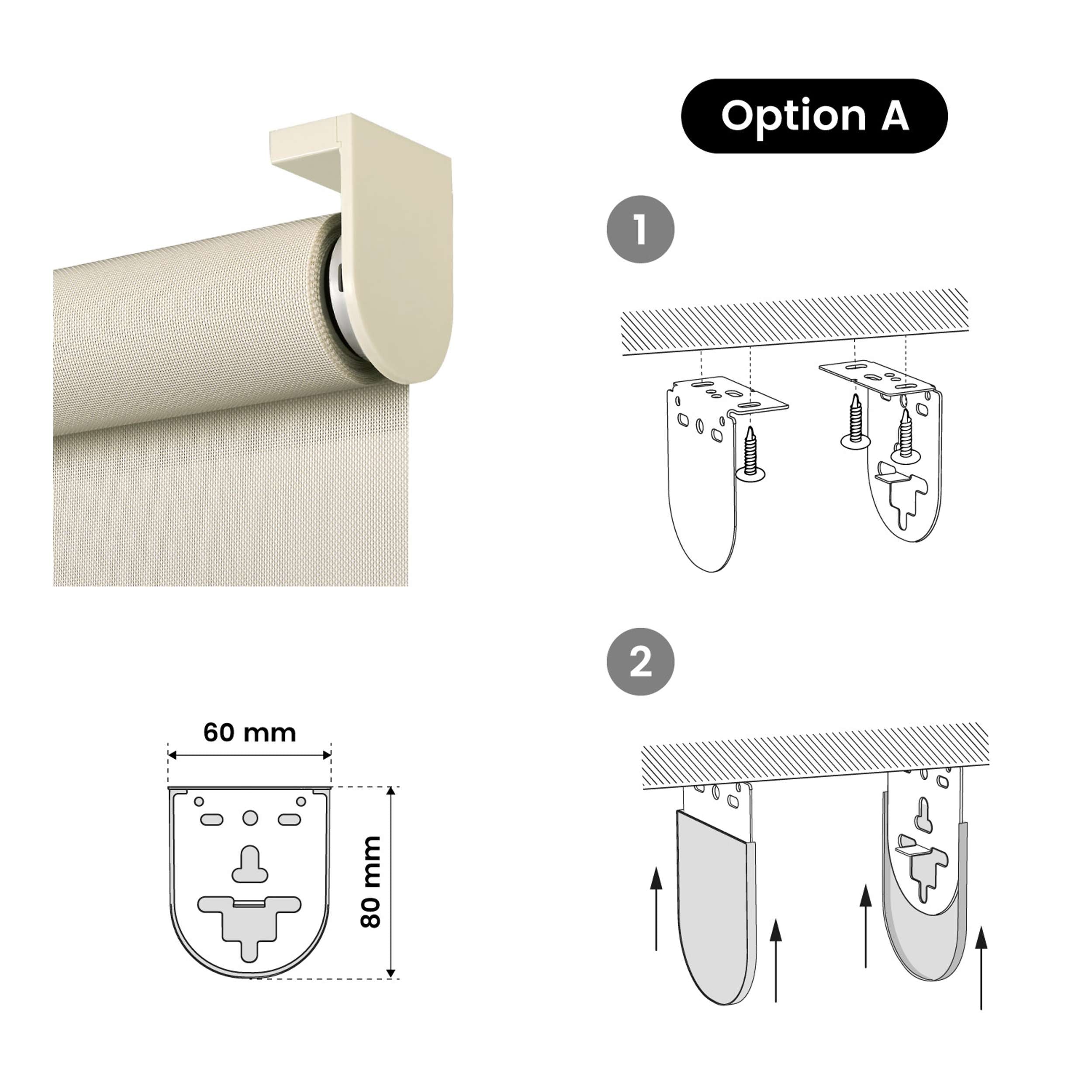 Tende a Rullo Motorizzate Screen Premium con finiture in alluminio Tessuto Tecnico con Motore e Telecomando  Beige 120x250 cm