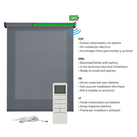Tende a Rullo Motorizzate Screen Premium con finiture in alluminio Tessuto Tecnico con Motore e Telecomando  Grigio Scuro 240x180 cm