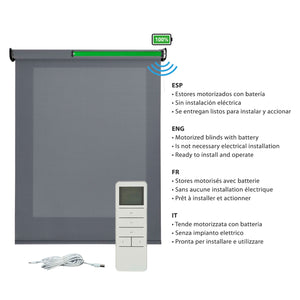 Tende a Rullo Motorizzate Screen Premium con finiture in alluminio Tessuto Tecnico con Motore e Telecomando  Grigio Scuro 240x180 cm