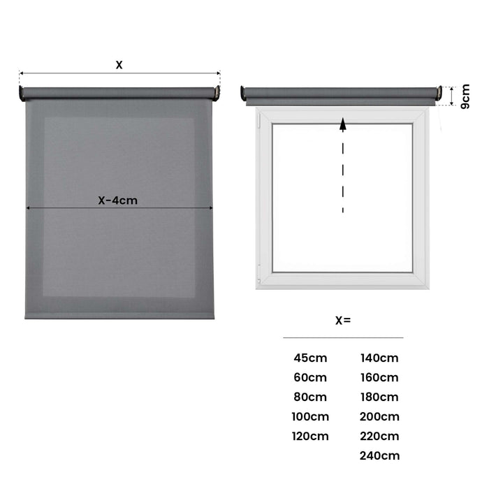 Tende a Rullo Motorizzate Screen Premium con finiture in alluminio Tessuto Tecnico con Motore e Telecomando  Grigio Scuro 240x180 cm