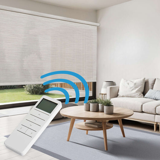 Tende a Rullo Motorizzate Screen Premium con finiture in alluminio Tessuto Tecnico con Motore e Telecomando  Grigio-Beige 80x250 cm