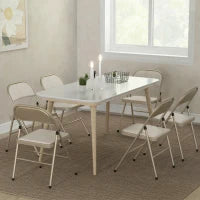 Set di 6 Sedie Pieghevoli Moderne in Acciaio e Poliestere, 45x46x78 cm, Beige