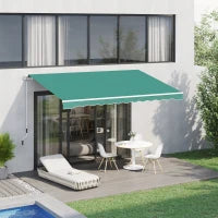 Tenda da Sole Avvolgibile a Caduta con Manovella, in Alluminio e Poliestere, 3x2.5m, Verde Scuro