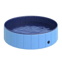 Piscina Pieghevole per Cani in Plastica Bordo Stabile per Animali Domestici Blu 120 x 30 cm (ØxH)