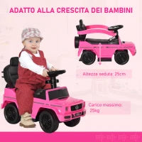 Macchina a Spinta per Bambini 12-36 Mesi con Licenza Mercedes, Tettuccio e Maniglia, 85.5x40.5x95 cm, Rosa