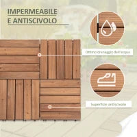 Piastrelle per Esterni Pavimento in Legno, Set 27 Pezzi Montaggio a Incastro, 30x30x2.5cm