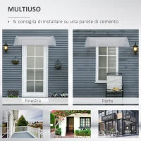 Pensilina da Esterno 140x70x21 cm in Plastica e Alluminio per Balconi, Porte e Finestre, Grigio