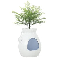 Lettiera per Gatti Antiodore a forma di Vaso con Paletta, in ABS e Acciaio Inox, 50x48.5x58.7 cm, Bianco