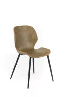 E-STYLO Sedia da pranzo in soft touch sabbia e gambe in metallo nero, 55cm X 45cm H. 83cm.