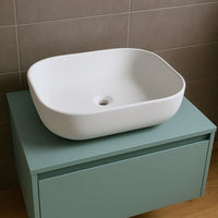 Lavabo da appoggio ceramica bianco rettangolare arredo bagno cm 45,5x32,5x13,5 *** finitura- opaco, confezione 1