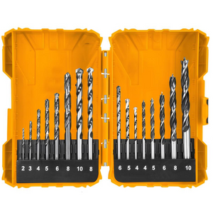 Set 16 punte acciaio trapano muratura legno metallo foratura professionale ingco