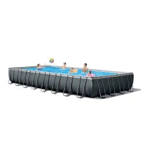 26378NP - Piscina Ultra Xtr Frame Rettangolare 975X488X132 Cm, Pompa A Sabbia Combo, Scaletta Doppia, Telo Base, Copertura, Kit Di Pulizia Deluxe E Set Volley