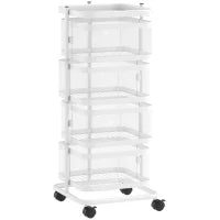 Carrello da cucina con 4 ripiani rotanti 33x33x77 cm, Bianco