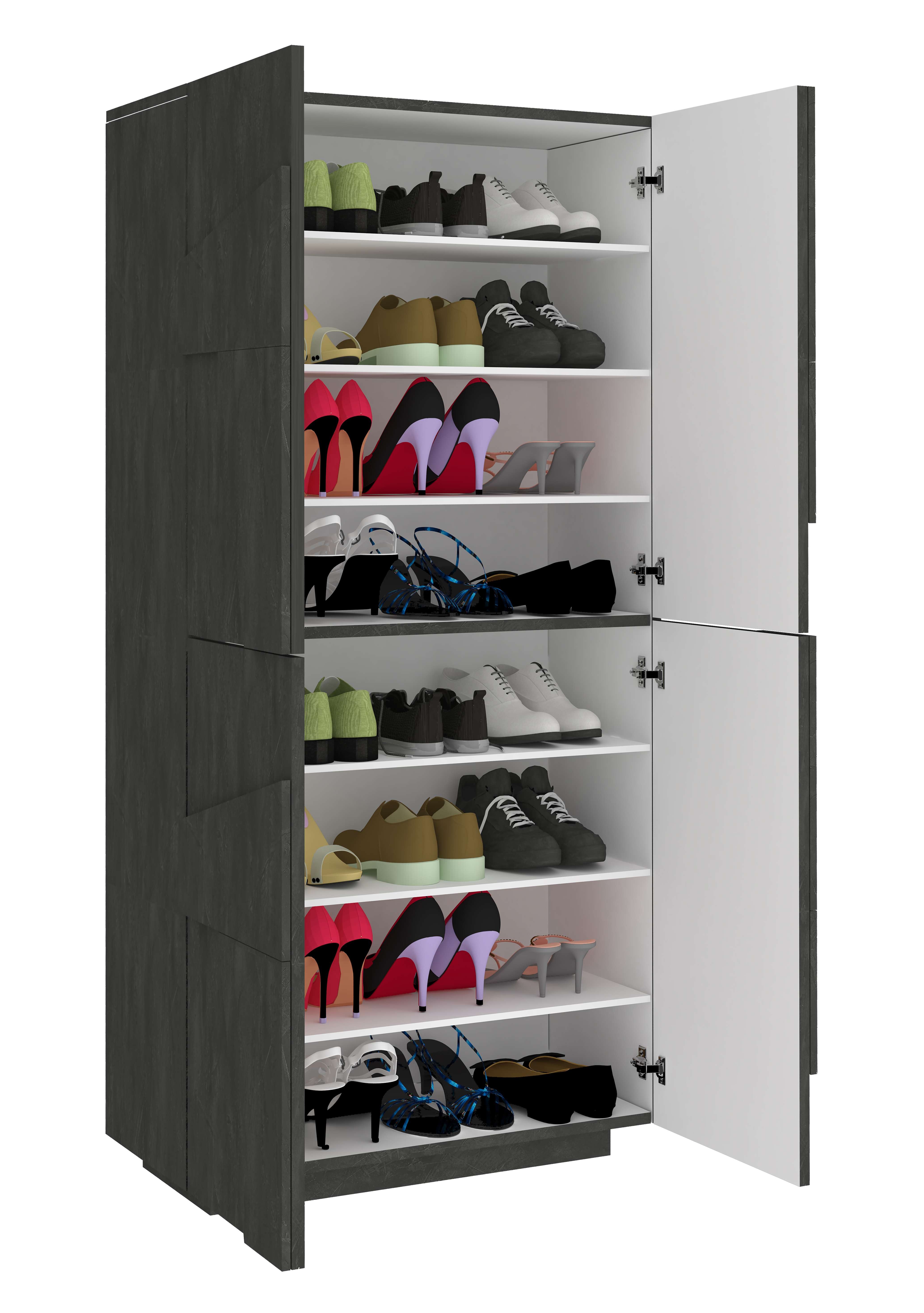 Scarpiera 4 ante L 81.2 x H 167.6 x P 39.2 cm 32 paia, antracite