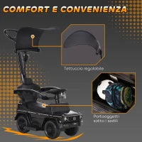 Macchina a Spinta per Bambini 12-36 Mesi con Licenza Mercedes, Tettuccio e Maniglia di Spinta, 85.5x40.5x95 cm, Nero