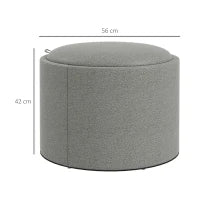 Pouf Contenitore Effetto Lino da 120 kg max con Vassoio a Ribalta, in MDF, 56x56x42 cm, Grigio