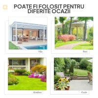 Panchina da Giardino Moderna 2 Posti con Tavolino e Foro per Ombrellone Arredamento da Esterno 165x56x85.5cm Nero