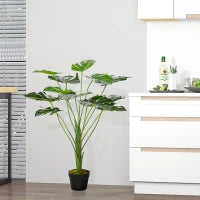 Monstera Artificiale in Plastica con 13 Foglie, Pianta Finta con Vaso per Interno ed Esterno Alta 85cm