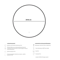 Specchio 5 mm tondo cornice nera retroilluminato led interruttore touch *** misura Ã˜60, tonalità standard 6000-6500...