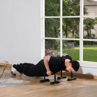 Set 2 Barre Parallele in Acciaio con Impugnatura in EPE Antiscivolo, 36x25x20 cm, Nero