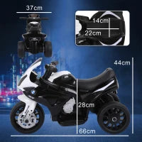 Moto Elettrica per Bambini Max. 20kg con Licenza BMW, Macchina Elettrica con 3 Ruote, Batteria Ricaricabile 6V, Bianco Nera, 66x37x44cm