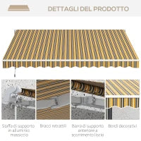 Tenda da Sole per Esterno Avvolgibile a Bracci con Apertura a Manovella, 350x250 cm, Giallo