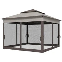 Gazebo Pieghevole con Pareti Laterali Grigio 3,25 x 3,25 x 2,7 m