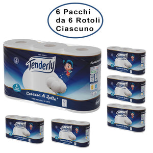 Tenderly carta igienica 2 veli carezza di latte 6 confezioni da 6 rotoli ciascuno