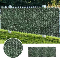 Rotolo di Siepe Artificiale per Balcone e Giardino in PE Anti-UV, Siepe Finta con Foglie Verde Scuro 300x100cm