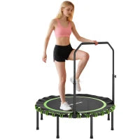 Trampolino Fitness con Manubrio Regolabile, in Acciaio e Plastica, Verde