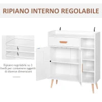 Credenza Moderna con Armadietto e Cassetto, Mobile Multiuso in Legno per Cucina e Salotto, 80 x 29.5 x 96cm Bianco
