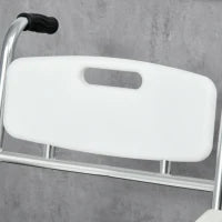 Sedia Comoda con Ruote per Anziani 3 in 1, Sedia per WC in Alluminio con Secchio Rimovibile, Bianco