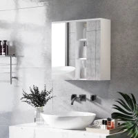 kleankin Armadietto Specchiera Bagno 2 Ante con Ripiani Aperti e Mensole Regolabili, 60x20x61cm, Bianco