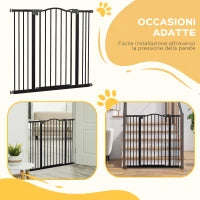 Cancelletto per Cani Estensibile con 4 Viti Regolabili, in Metallo e Plastica, 74-100x94 cm, Nero