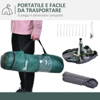 Tenda da Campeggio 2 Posti con Apertura Automatica, Tasche Interne e Tappetino, 205x195x135 cm, Verde Oliva