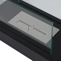 Camino a Bioetanolo da Tavolo 830 W Bruciatori senza Residui Inodore In Acciaio Inox con Vetro 35x18x21 cm Nero
