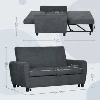 Divano Letto Clic Clac con Schienale Regolabile su 3 Livelli, in Tessuto Effetto Velluto, 148x87x88 cm, Grigio