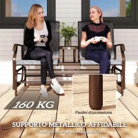 Panchina a Dondolo da Giardino a 2 Posti in Metallo e Tessuto a Rete Traspirante, 147x78x101.5cm, Marrone e grigio