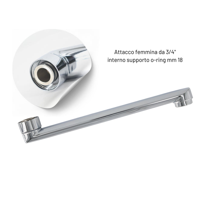 Canna dritta in ottone cromato per miscelatore a muro modello milano *** confezione 1
