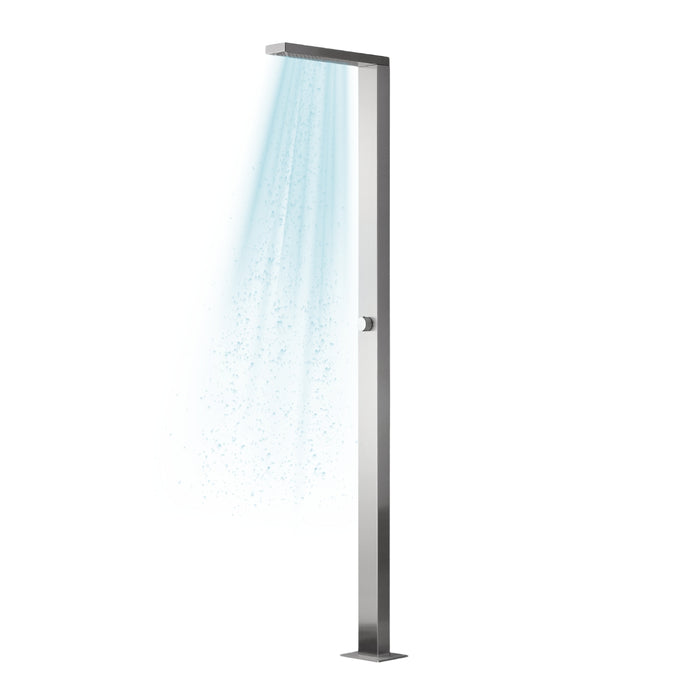 Larice colonna doccia da esterno fissaggio a pavimento per giardino piscina inox *** finitura- spazzolato, confezione 1