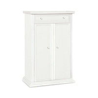 Scarpiera 1 cassetto 2 ante e 3 ripiani arte povera in legno massello e mdf con rifinitura in bianco 87x40x110 H