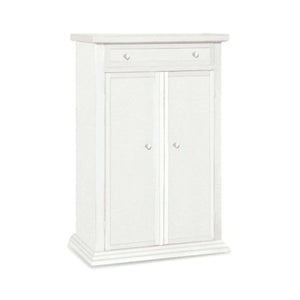 Scarpiera 1 cassetto 2 ante e 3 ripiani arte povera in legno massello e mdf con rifinitura in bianco 87x40x110 H