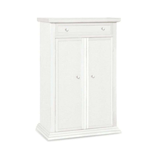 Scarpiera 1 cassetto 2 ante e 3 ripiani arte povera in legno massello e mdf con rifinitura in bianco 87x40x110 H