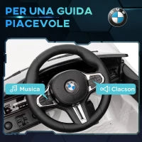 Macchina Elettrica per Bambini a Licenza BMW M4 con Telecomando, Clacson e Fari, 108x69.5x51 cm, Bianca