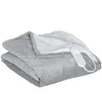Coperta Riscaldante con 10 Livelli di Riscaldamento, Timer da 10 Ore, Protezione da Surriscaldamento e Display LED, 180 x 130 cm, Grigio