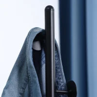 Appendiabiti da Terra con 8 Ganci, Struttura in Acciaio con Base in Marmo, 35x35x170cm, Nero